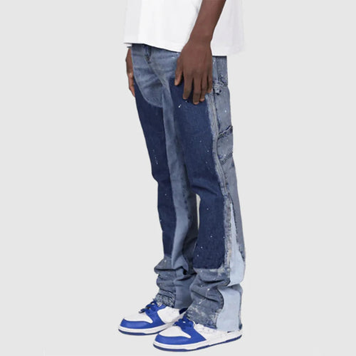 Men's Fashion Jeans Work Pants, European and American Fashion Workwear Elastic