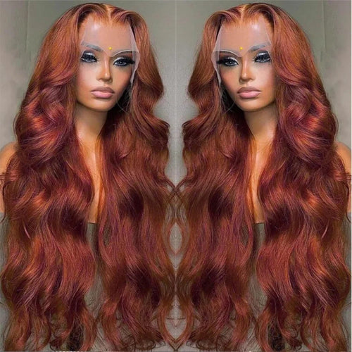 HD 13x4 Reddish Brown Lace Front Colored Glueless Human Hair Wigs Brazilian