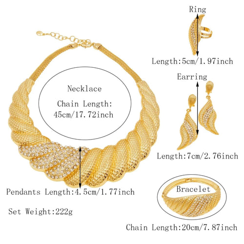 Dubai Gold Plated Jewelry Sets For Women Surround Big Necklace Plate 24K