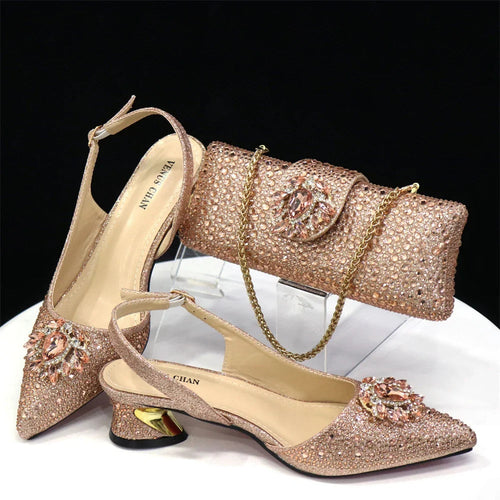 Italian Hollow Design Women's Shoes And Matching Bag