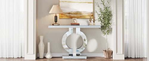 43.3-Inch (110cm)Mirrored Console Table, Modern Entryway Table with Thickened