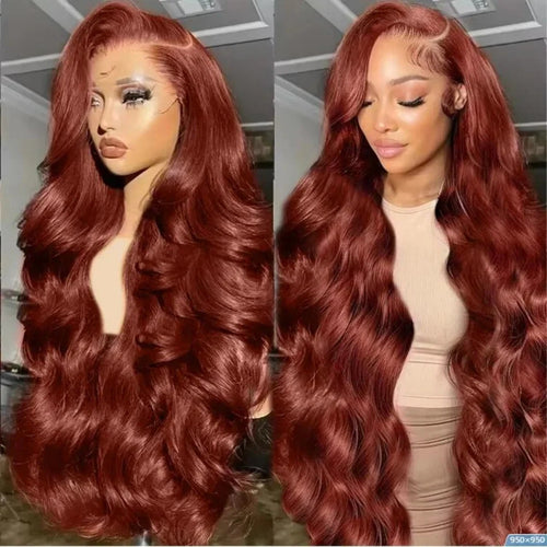 HD 13x4 Reddish Brown Lace Front Colored Glueless Human Hair Wigs Brazilian