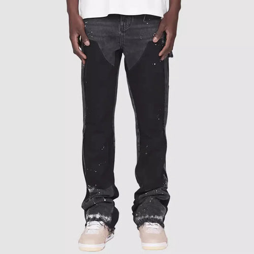 Men's Fashion Jeans Work Pants, European and American Fashion Workwear Elastic