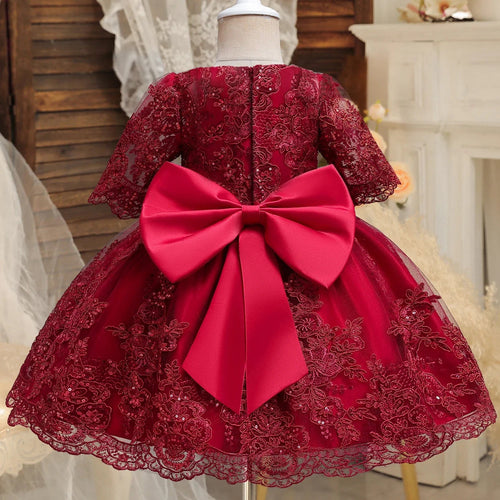 Girls And Toddler Long Sleeve Lace Birthday Tutu Princess Dress