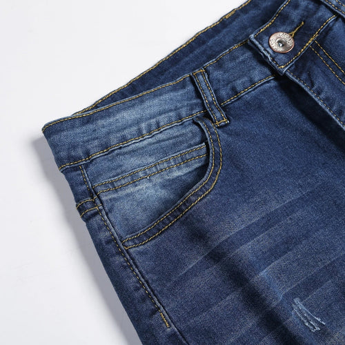 2025 New Fashion Street Style Ripped Skinny Jeans Men Vintage wash Solid Denim