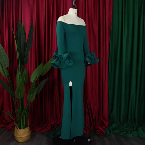 Elegant Sexy Side Slit Long Dress For Women Independent Stand Trade Clothing