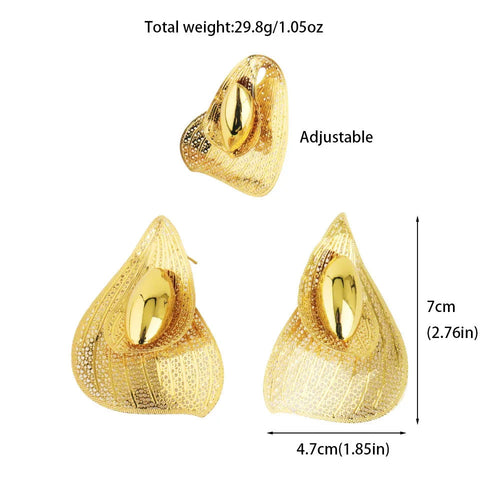 Gold Plated Earrings Ring Set for Women