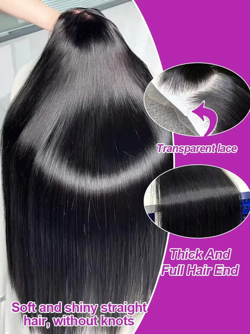 Brazilian 30 40 Inch 13x6 Transparent Lace Frontal Wig Human Hair 250% Density