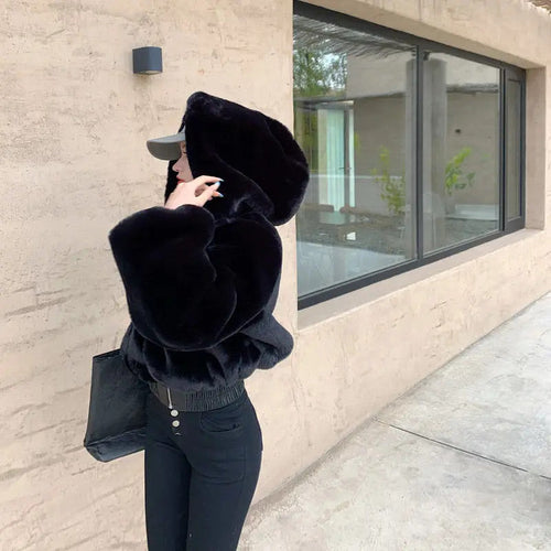 Women's Winter Fabulous Fluffy Hooded Fur Jacket