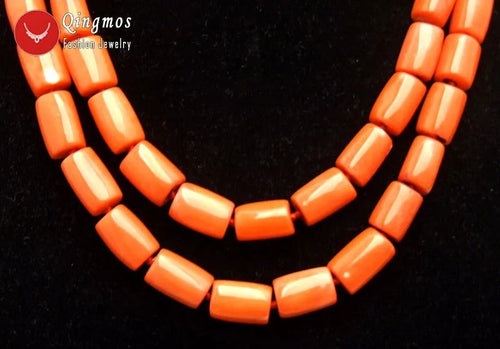 2 Strands Natural Orange Coral Necklace for Women Jewelry with Genuine 10-12mm