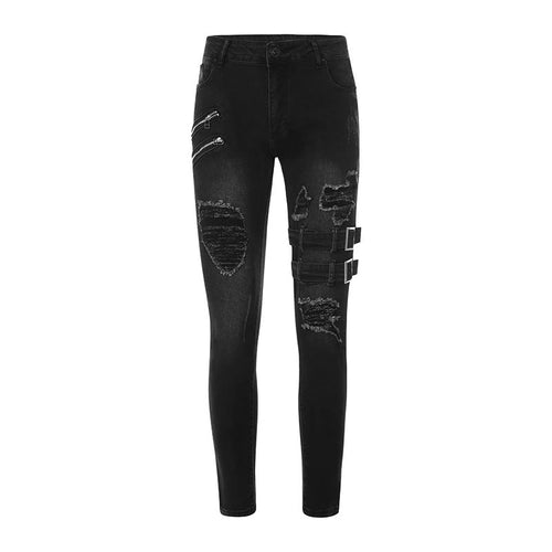 2025 New Street Skinny Ripped Jeans Men Denim Pencil Pants Wash Casual Mid