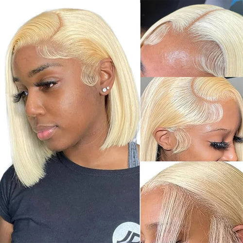 100% Vietnamese Super Double Drawn Bone Straight 13x4 Frontal Bob Wig with