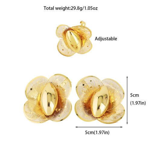 Gold Plated Earrings Ring Set for Women