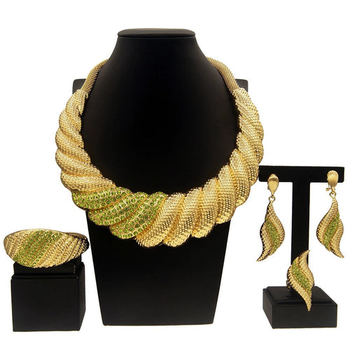 Dubai Gold Plated Jewelry Sets For Women Surround Big Necklace Plate 24K