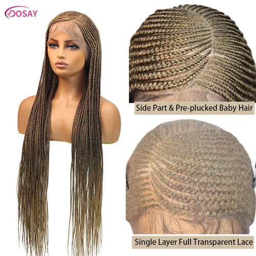 36" Cornrow Box Braided Wigs 613 Blonde Synthetic Wig for Women High Quality