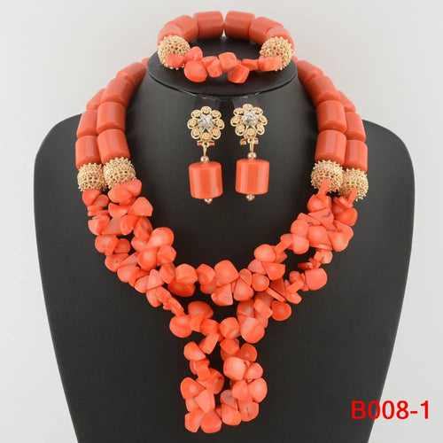 Traditional Nigerian Wedding Artificial Coral Beads Bridal Jewelry Sets African