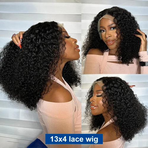 Afro Kinky Curly Short Bob Wig 13x4 Bob Wigs Human Hair Jerry Curly Lace Front