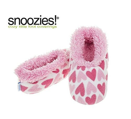 Girls Pink Hearts Fun Kids Snoozies Slippers in S/M/L (2 - 3 UK LARGE GIRLS)