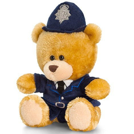Keel Toys Pipp the policeman bear 14cm Beanie Cuddly Soft Toy Plush