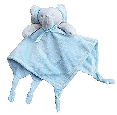 Gorgeous Blue Elephant Supersoft Plush Velour Baby Comforter With Knotted Corners