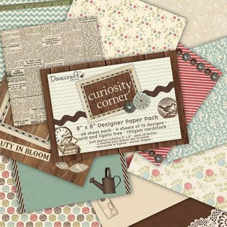 Curiosity Corner Designer 8x8" Paper Pad 48 Sheet Pack Vintage Card Decoupage
