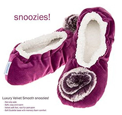 Luxury Purple Velvet Snoozies Ballet Slippers - Ladies (MEDIUM UK 5-6)