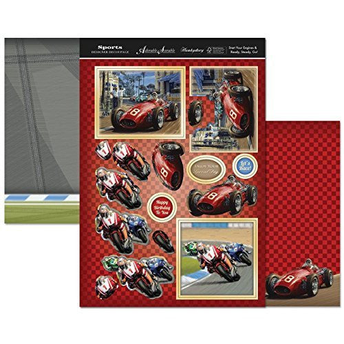 Sports & Leisure decoupage Set A4-Start Your Engines  Ready, Steady, Go