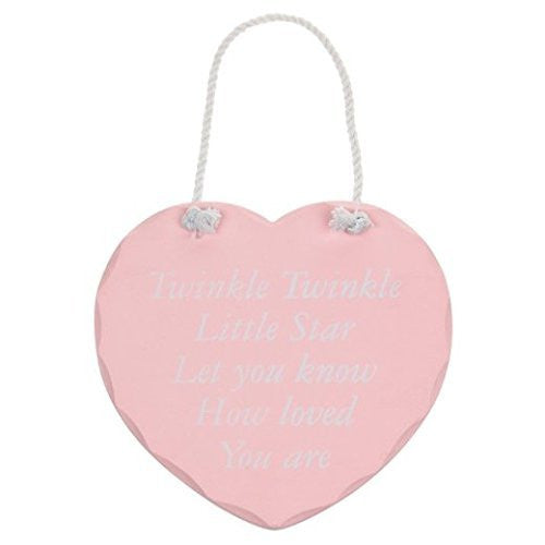 Heart Sign Plaque Nursery DecorationTwinkle Twinkle Little Star .. Pink