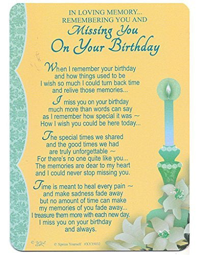 Xpress Yourself - Biglietto commemorativo per ricordare il compleanno, scritta in inglese "In Loving Memory" e "Missing You On Your Birthday"