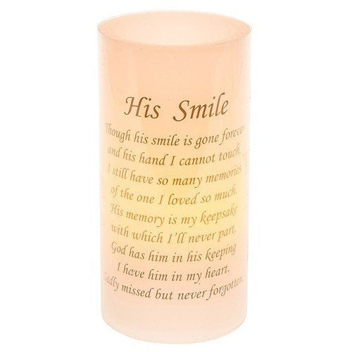 His Smile Flickering Memorial LED Candle