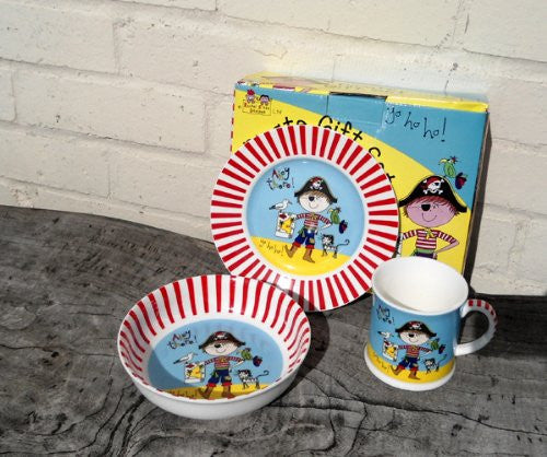 Children's China Plate, Bowl & Drinking Cup - Pirate Gift Set by Rachel Ellen (LP32852)