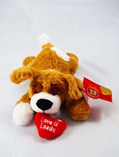 Love You Loads Dog Teddy Brown Valentines Day Soft Toy Cuddly Gift Heart 8" Cute