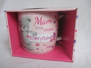 "MAM, You Mean Everything To Me" Pink Teddy Bear Sentimental Mug with Presentation Box