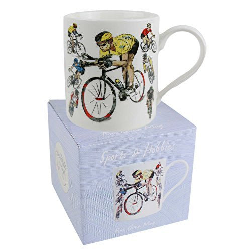 Fine China Cycling MUG/CUP by Julia Hook Sports & Hobbies Collection Tour De France Gift Boxed
