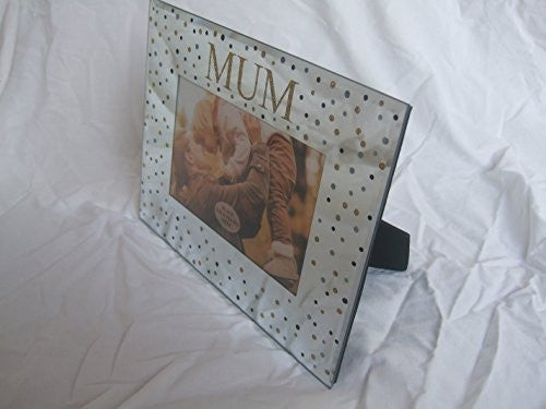 Mum Sentimental Dotty Gold Glitter Mirrored Glass 6" x 4" (15x10cm) Landscape Photo Frame