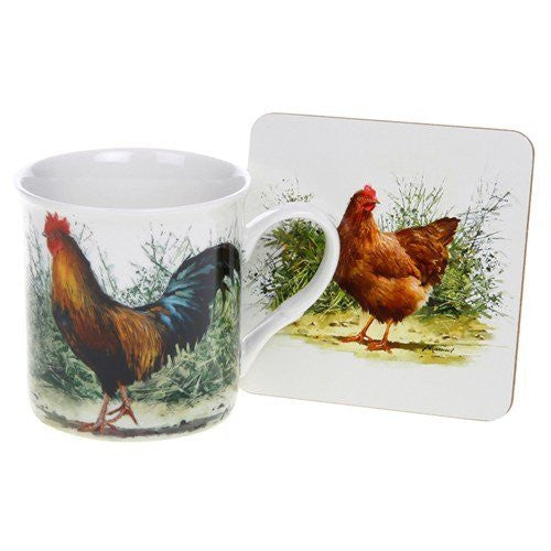 macneil cockerel& hen mug coaster set