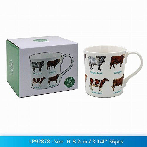 Cow Lovers Multi Breeds Fine China Mug in a Gift Box