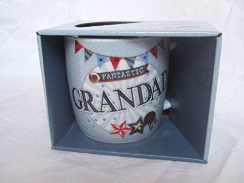Fantastic Grandad Grandfather Themed Blue Stars & Banners Sentimental Mug with Presentation Box