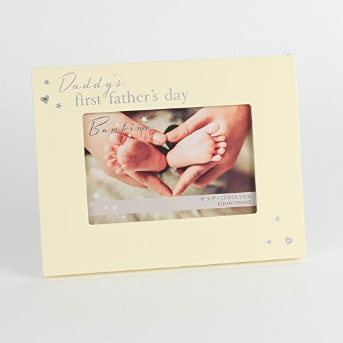 Daddy's First Father's Day Cream Photo Frame with Crystals - 1st fathers day gift