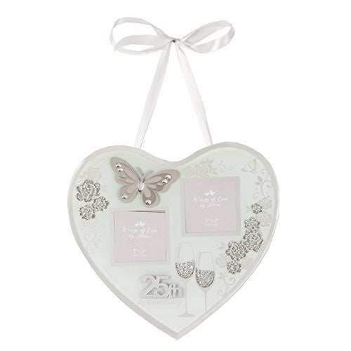 Juliana 25th Silver Wedding Anniversay Heart Shaped Plaque Frame