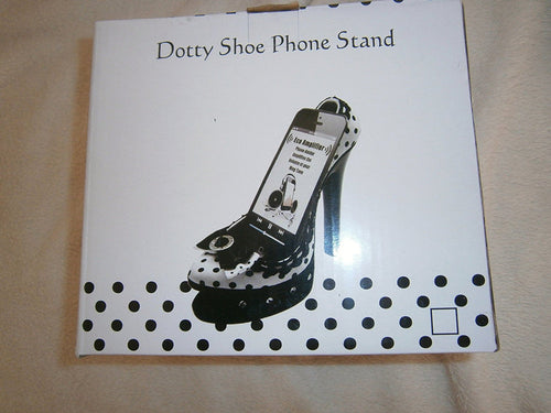 dotty shoe phone stand polka dot  red