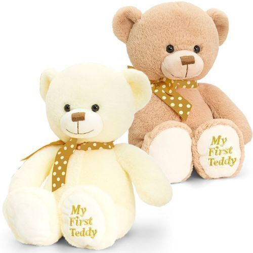 Keel Toys soft plush My First Teddy Nursery Gift 20cm Cream or Brown