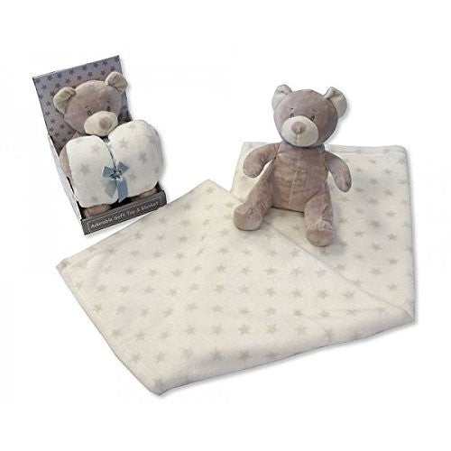 baby Blanket with Teddy Bear in Box cream / brown