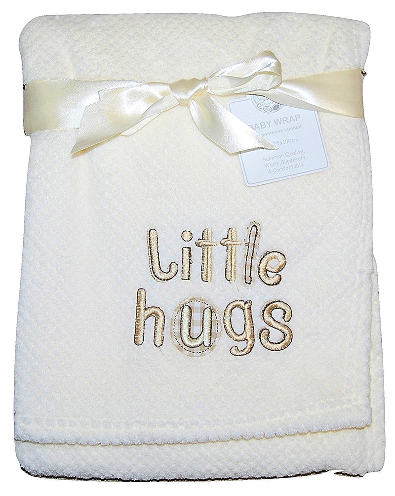 Baby Girl Boy Unisex Soft Fleece Wrap Blanket Pram Cot Crib Moses Basket Cream Hugs