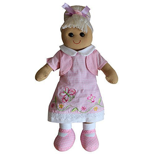 Pink Butterfly Embroidered Dress Rag Doll 40cm