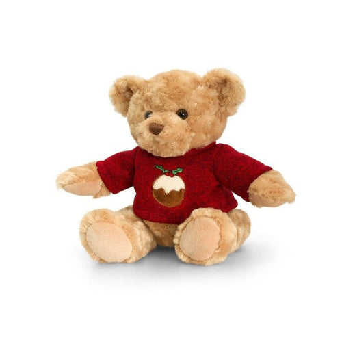 christmas bear in a jumper with pudding  on 30cm