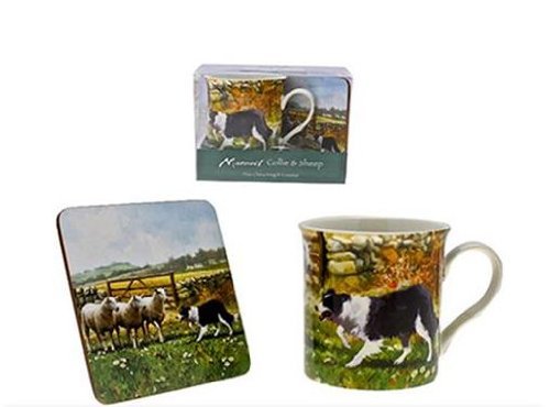 Macneil Collie Dog and Sheep Mug and Coaster Set