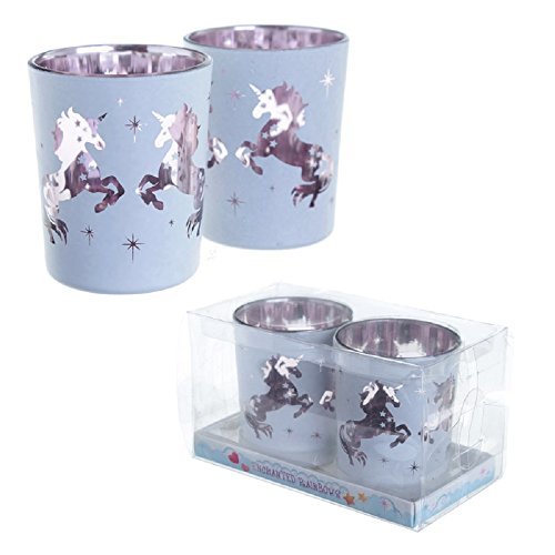 Set Of 2 Metallic Unicorn Tealight Holders