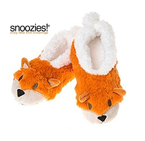 Childrens Animal Soft Sherpa Fleece Fluffy Slippers (LARGE, ORANGE FOX)