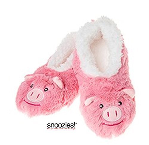 Childrens Animal  Sherpa Fleece Fluffy Slippers (1-2 UK MEDIUM, PINK PIG)